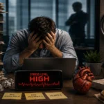 Stressed man at his desk