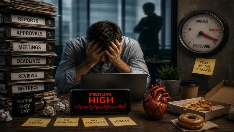 Stressed man at his desk