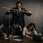 Executive using his employees as puppets